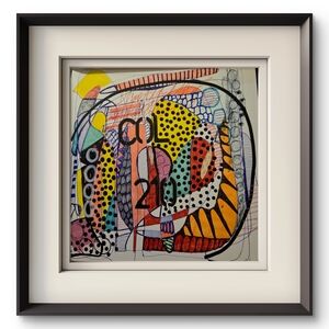 Abstract Graff Art with Multicolor Design 8.5x8.5 - One of a Kind